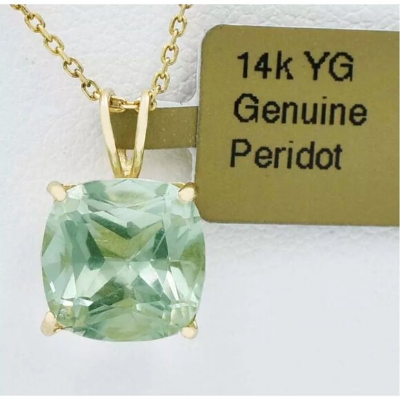 Genuine 4.37 Cts Peridot Pendant 14k Solid Yellow Gold